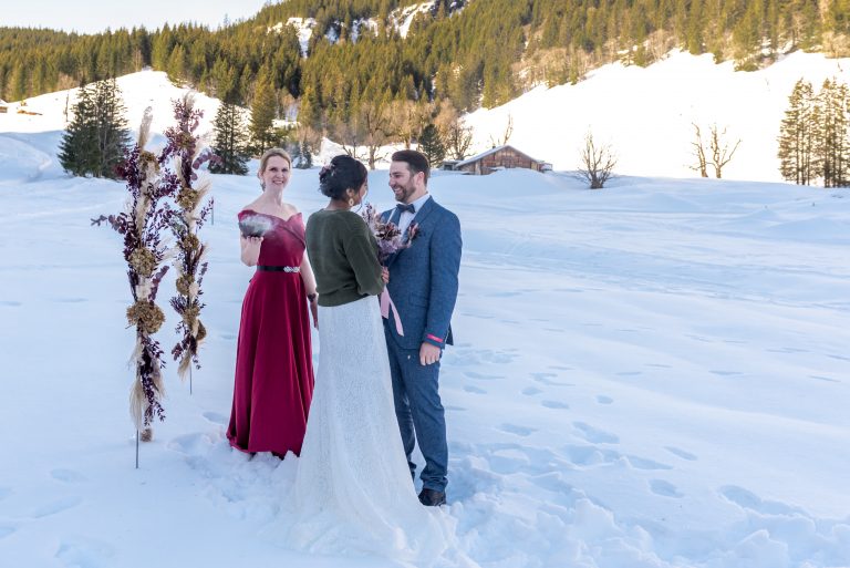 Hochzeit Räucherung Winter Schweizer Alpen Grosse Scheidegg